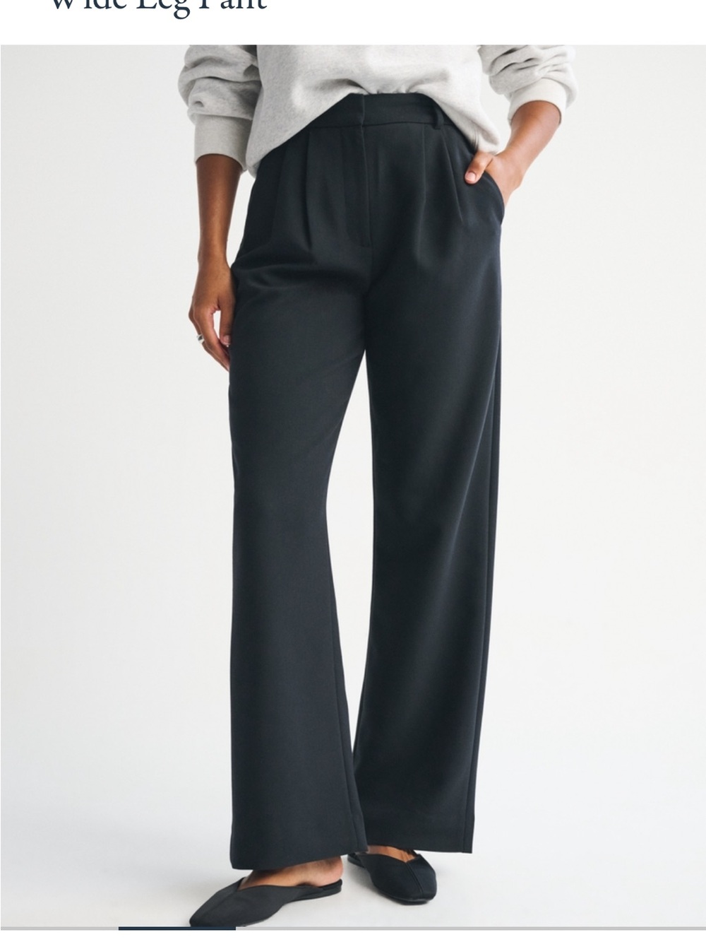 Abercrombie & Fitch Black Wide-Leg Pull-On Pants